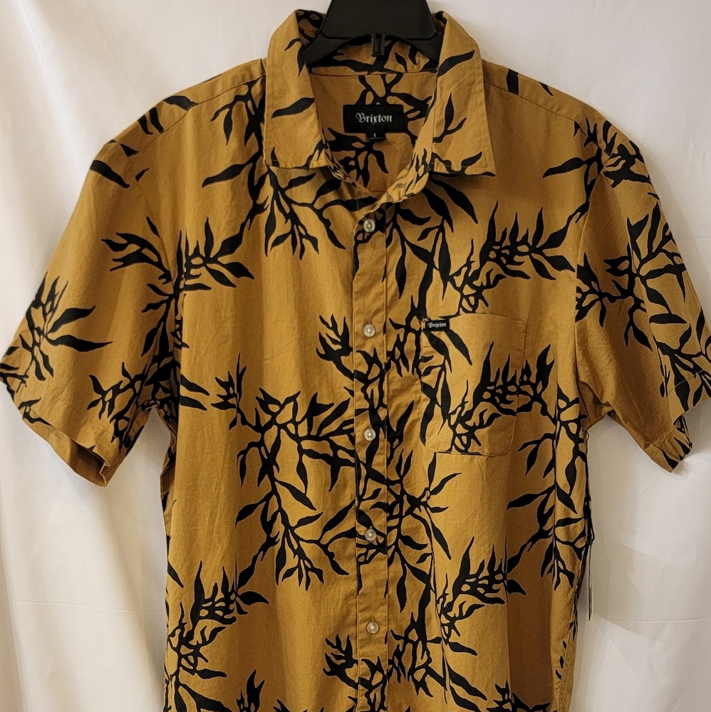 NEW Brixton Charter Print SS Woven Maize/Black